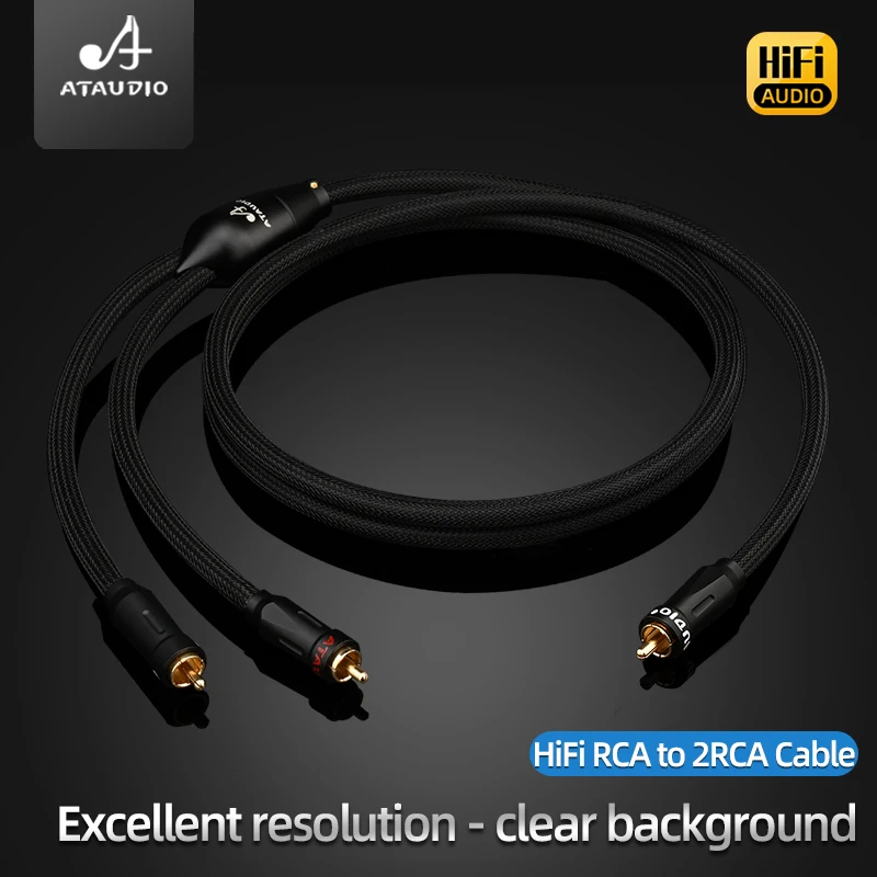 HiFi RCA to 2RCA Cable 6N OFC Copper Shielding RCA to 2RCA 1Male to 2 Male Audio Cable Y-Splitter for TV DVD Speaker