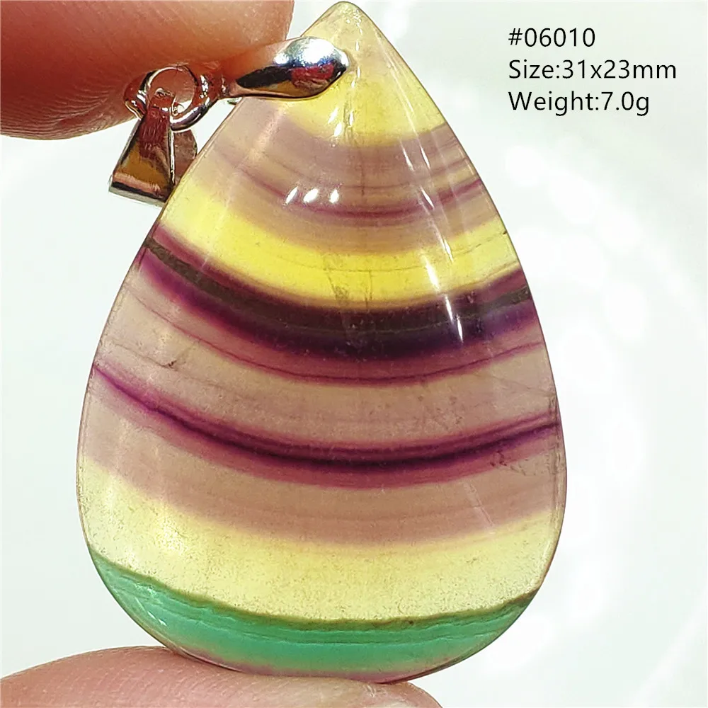 

Natural Green Yellow Fluorite Quartz Pendant Necklace Water Drop Crystal Colorful Fluorite Rainbow Jewelry Rare Woman Men AAAAA