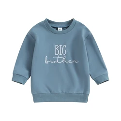 Toddler Baby Boy Fall Round Neck Big Brother Letter Print Long Sleeve Elastic Pullover Outfit Clothes Sweatshirt