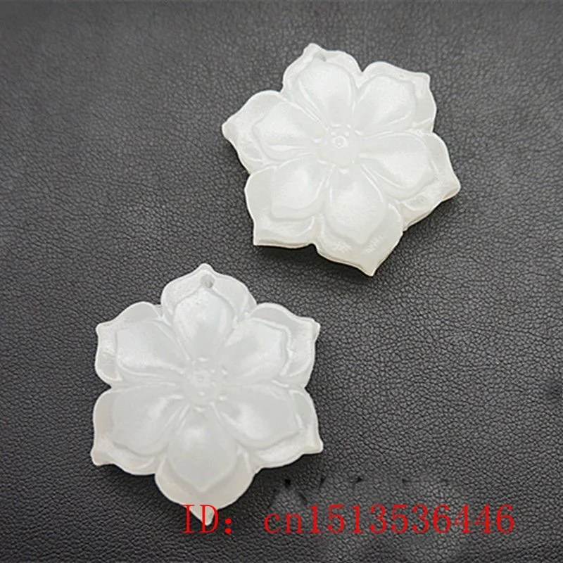 Natural Chinese White Jade Rich Flower Pendant Hand-carved Ladies Flower Necklace Fashion Luxury Jewelry Girlfriend Mom Gift