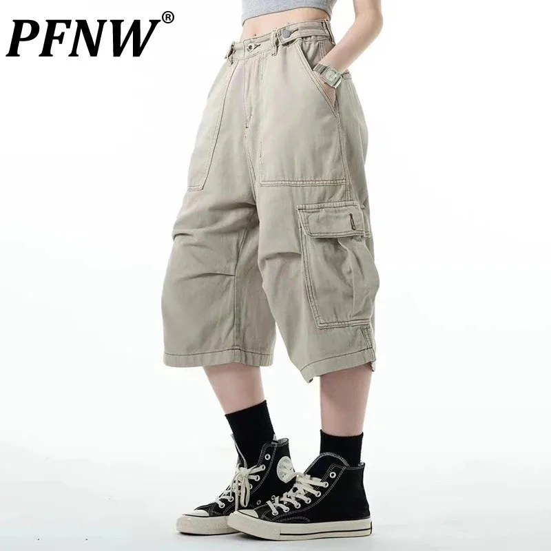 

PFNW Male Straight Leg Casual Cargo Shorts Three-dimensional Pocket Design American Loose Pants 2024 Autumn Trend 28W4211