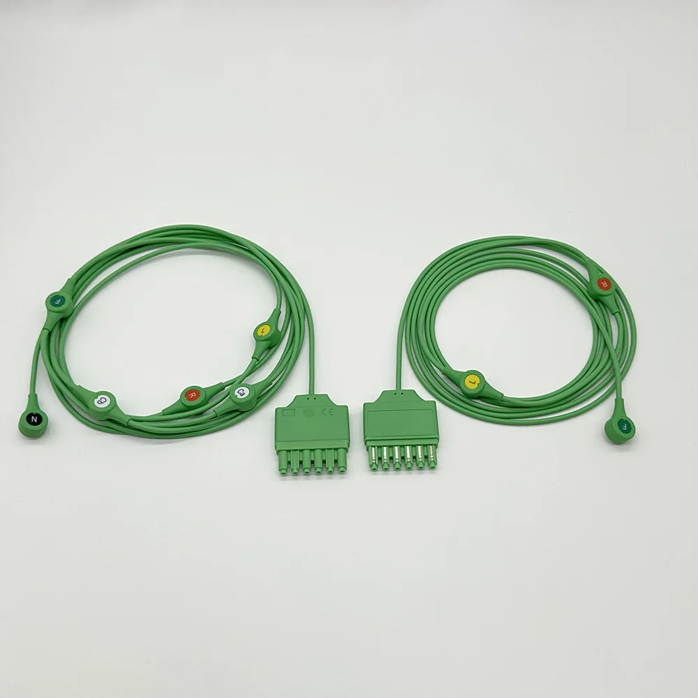 Compatible MS16256 ECG Connection Cable Machine End Splitter 3-Lead 6-Lead Button Type Lead Wire