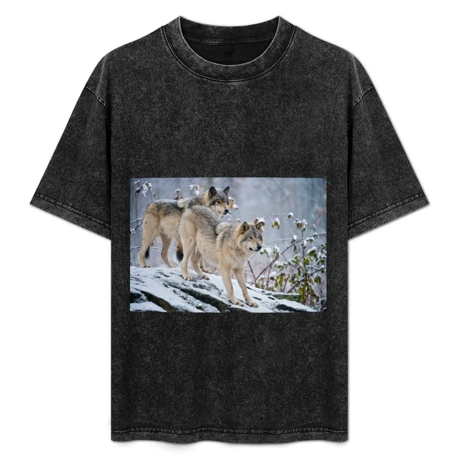 

Two Gray Wolves T-Shirt plus size tops korean fashion oversized t shirt baggy shirts oversized t shirts for men