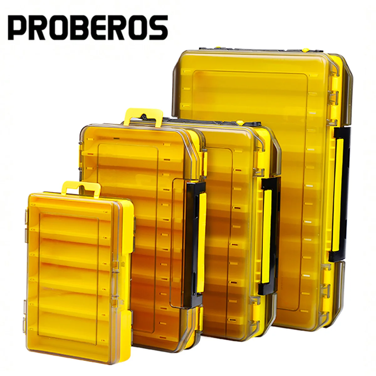 PROBEROS Boîte de rangement durable pour appâts et outils, 10 compartiments, double face, pour tous les équipements de pêche, accès facile pour toutes les aventures de pêche