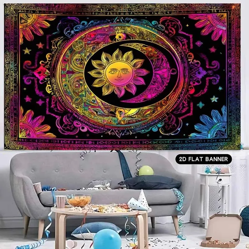 Large Mandala Tapestry Boho Cosmic Wall Hanging Sun Flower Bohemian Decor Spiritual Art for Living Room Home Decoration