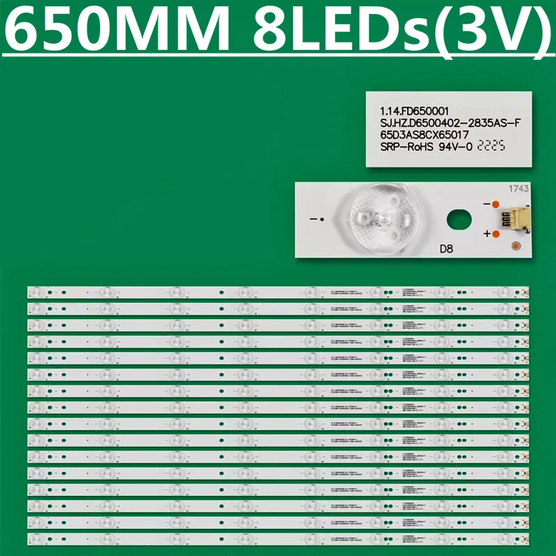 16PCS LED Backlight Strip For TH-65AX600C AWX65166 SJ.HZ.D6500402-2835AS-F B-116T06V2C-161014N3-0265-HZ 1.14.FD65001