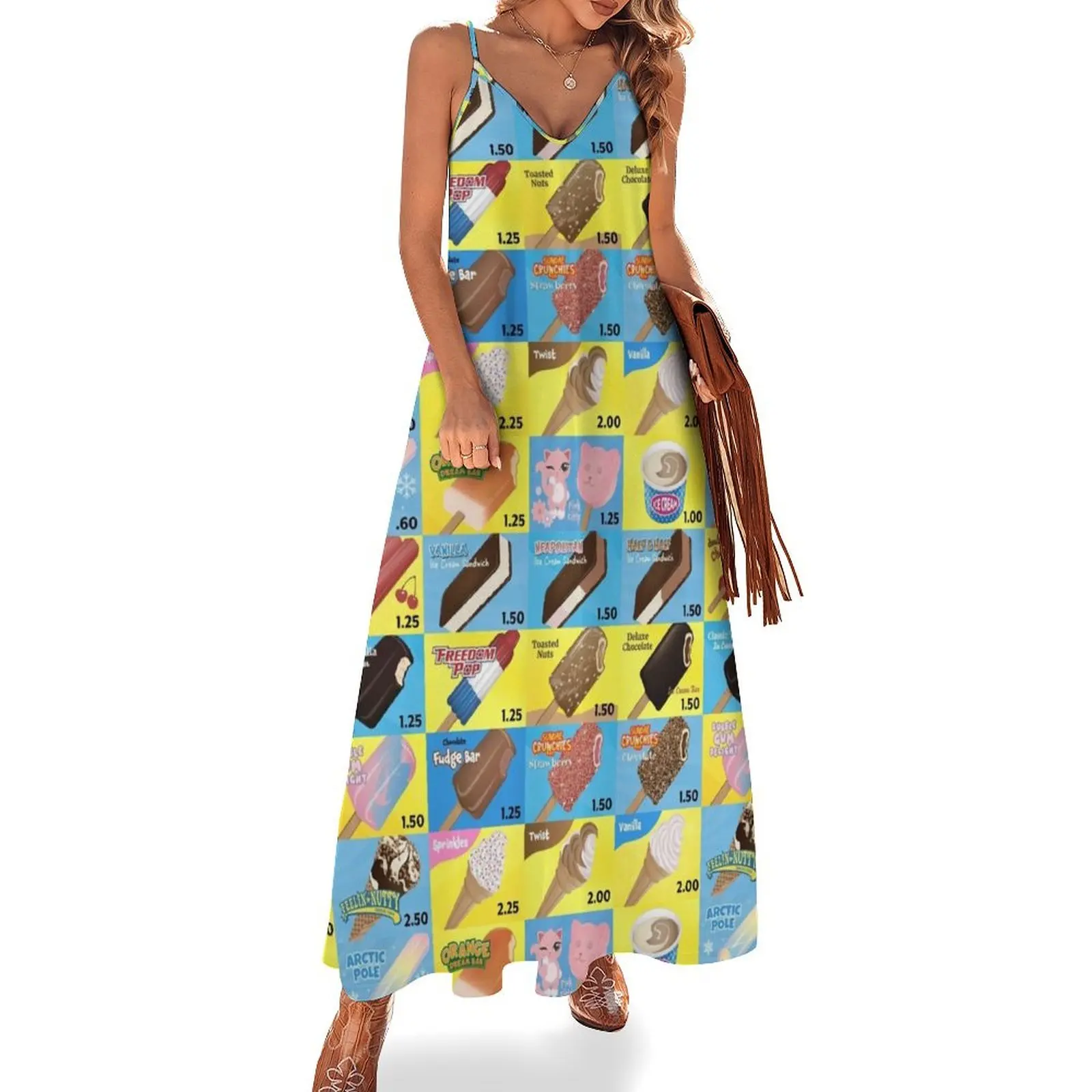 

Ice Cream Truck Menu Sleeveless Dress Long dress luxury dress