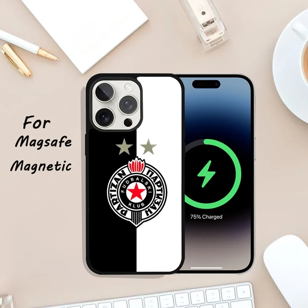 Partizan Beograd Phone Case For iPhone 11 13 12 14 15 Plus Max Pro Magsafe Magnetic Wireless Charging shell