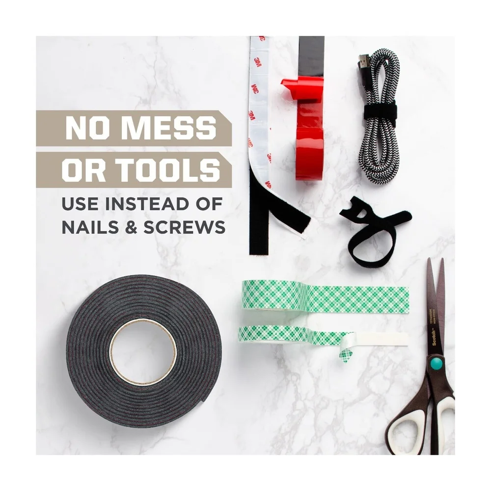 실내용 양면 테이프 정사각형 2x2인치 60매 강력 접착력 영구 접착 벽면 부착 DIY 프로젝트용