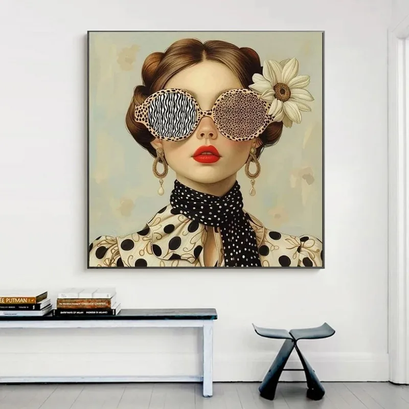 Surrealism Woman Portrait Canvas Painting Wall Art Wonderful Fantasy Fish and Girl Poster Prints for Living Room Home Decor