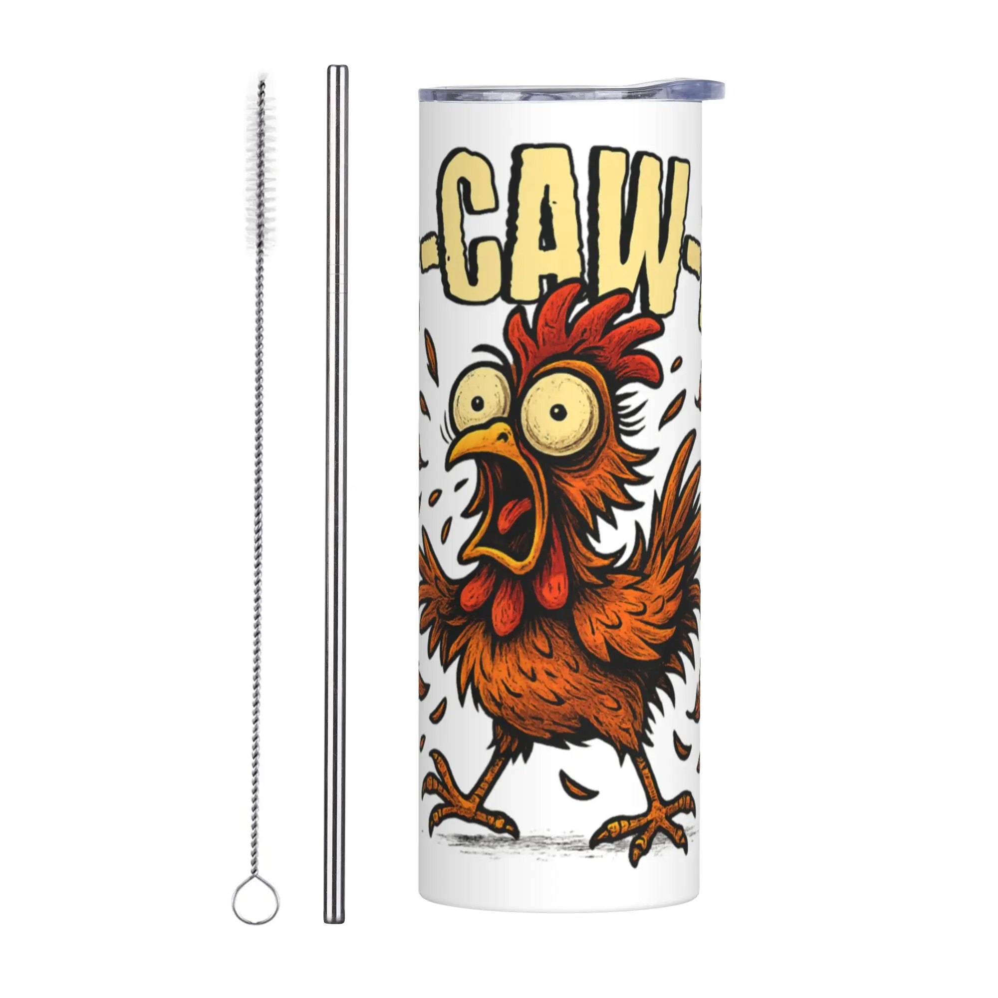Funny F-Caw-F Chicken FCAWF Tumbler Vacuum Insulated Double Wall Mug With Lid Straw Stainless Steel Tags Car Bottle Cups 20oz