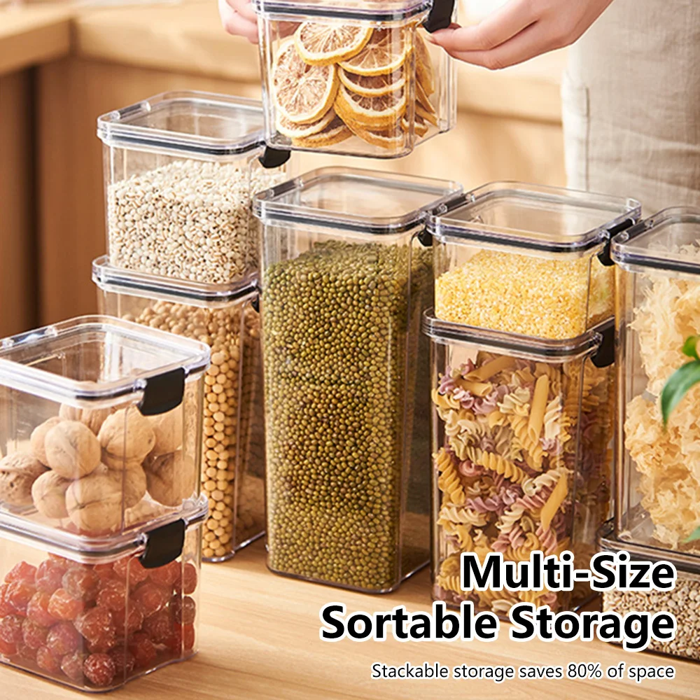 

Transparent Food Storage Containers Kitchen Storage Airtight Cans 460-1800ml Plastic Storage Boxes Stackable Food Storage Boxes