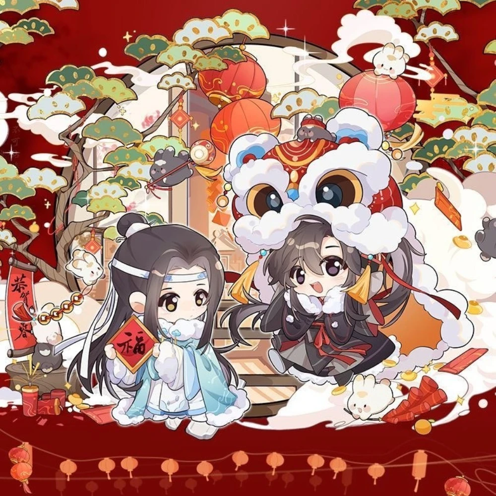 Demonic Ancestor Anime Mo Dao Zu Shi Everyday Happy Red Series Acrylic Plaque Badge Keychain Figure Wei Ying Lan Zhan Fan Gifts