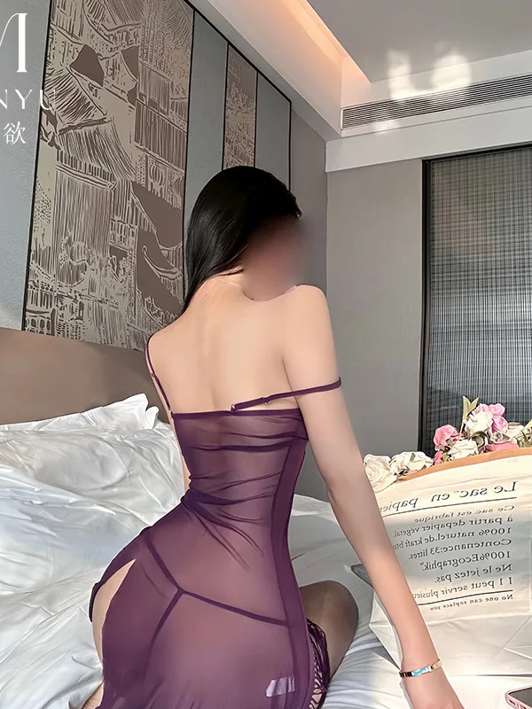 مثير شرابة الملابس الداخلية الجديدة الجوف خارج القوس تصميم شاش شفاف ثوب النوم فستان أنيق الحلو موضة النساء بلايز 2025 جديد K97K