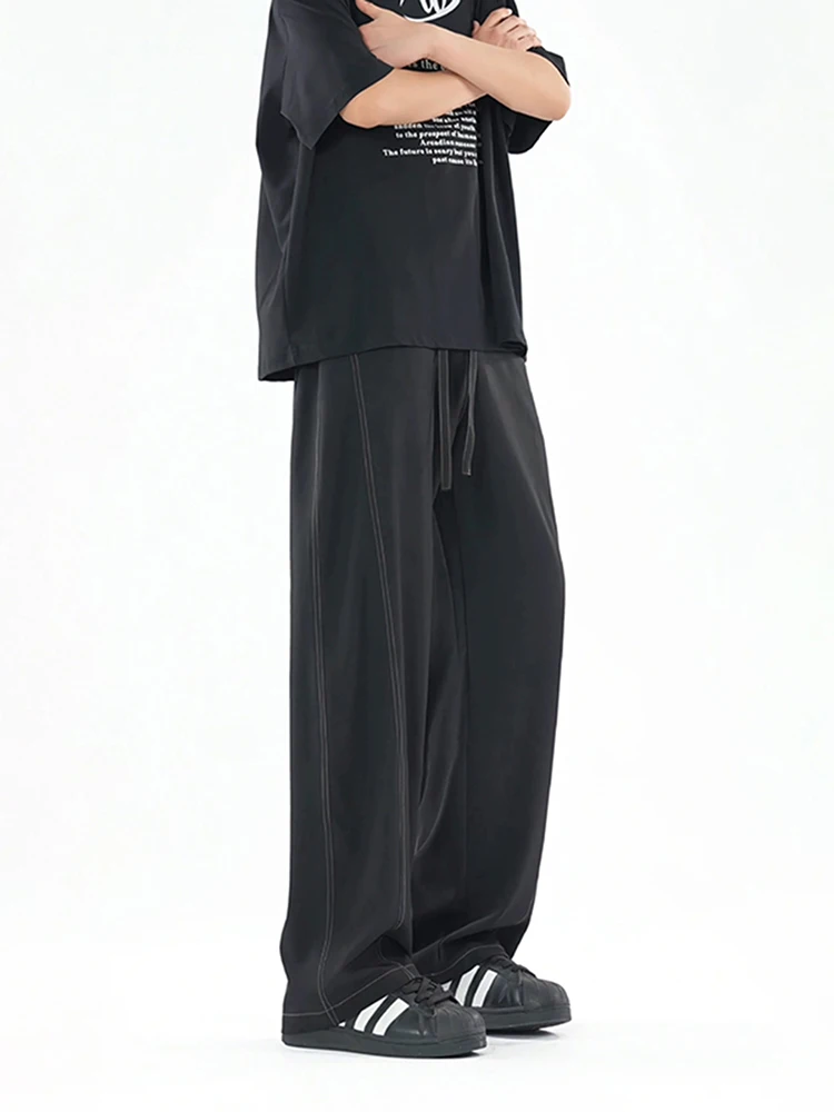 

Bla Ice Silk Cool Feeling Summer Thin Qui Dry Men's Casual Pants American Sle Knife Long Legged Wide Leg Casual Tr...