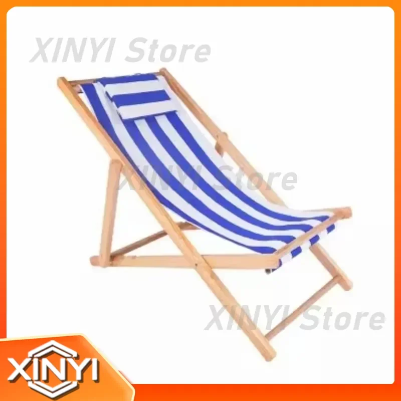 Solid Wood Lounge Chair Folding Chair for Outdoor Balcony Patio Beach Sunbed for Breakfast Lunch Break Relaxation Comfortable