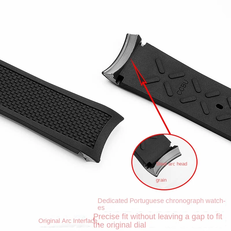 สายนาฬิกาข้อมือยางฟลูออโรสำหรับนาฬิกาอินเตอร์เฟซแบบโค้งสำหรับ IWC IW371620/IW371446รุ่น20มม.