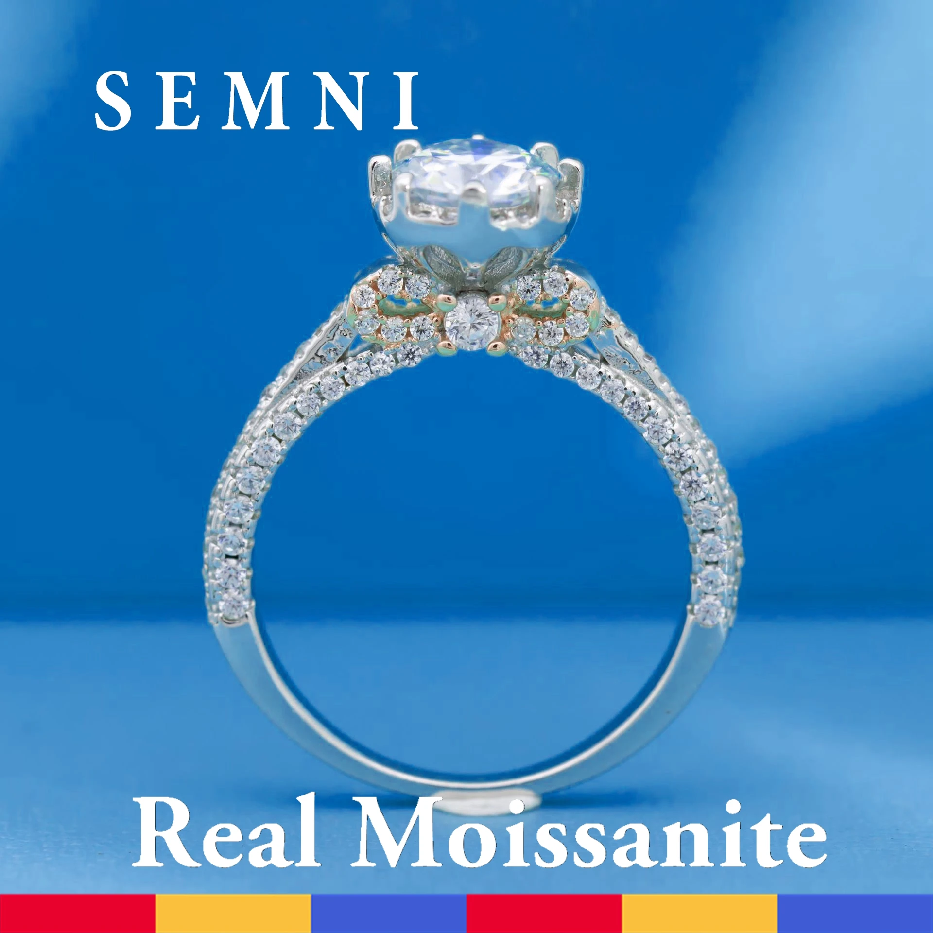 

SEMNI США Размер 1.0cttw настоящий Муассанит Бриллианты для женщин, белое золото, тонкие ювелирные изделия, сверкающие свадебные кольца