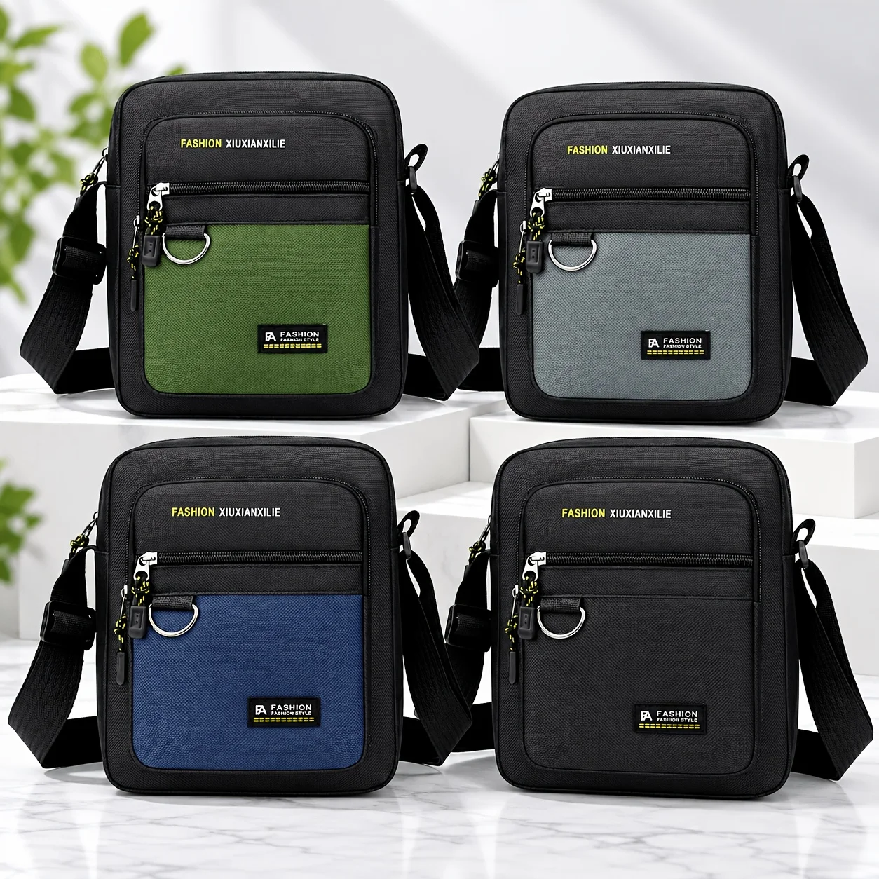 Men's Crossbody Bag Multi Pocket Shoulder Messenger Bag Lightweight Zipper Purse for Travel Work Outdoor Daily Commute