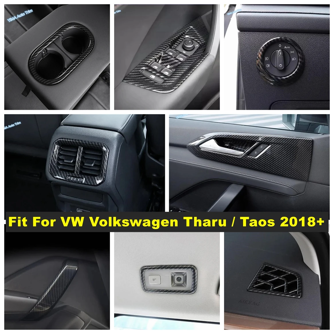 For VW Volkswagen Tharu / Taos 2018 - 2023 Door Handle Bowl / Water Cup Holder / Air AC Outlet Vent Cover Trim Car Accessories