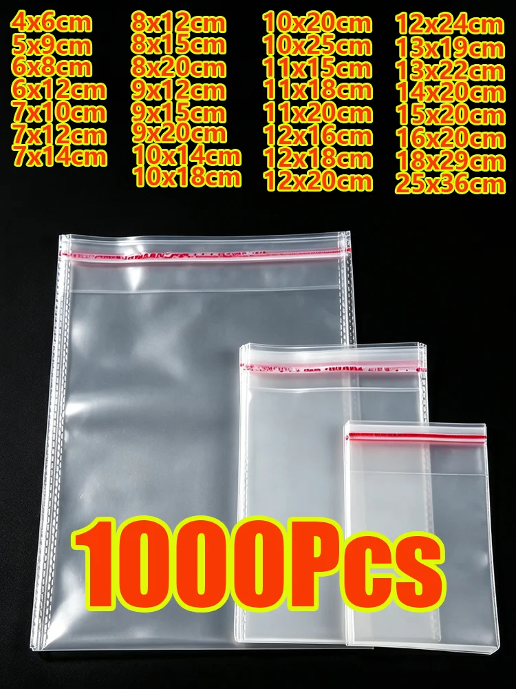 1000-100 Stück OPP Selbstklebende Klare Plastiktüten Verpackungs-Versiegelungs-Cellophanbeutel für Schmuck, Kekse, Süßigkeiten, Geschenke, Kekse Verpackung