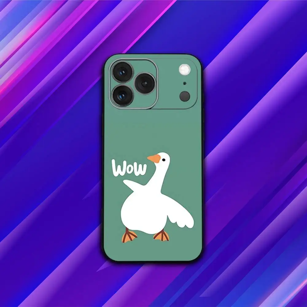 حافظة هاتف D-Duck Cartoon G-Goose لهاتف iPhone 17,16,15,14,13,12,11,Pro,Max,Plus,X,XS,SE4,E,Mini,Soft Black Case