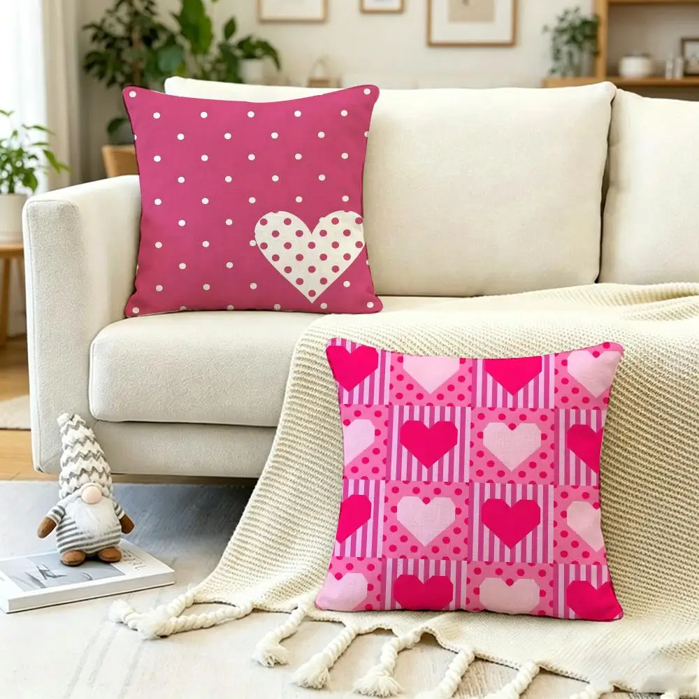 ANIME H-Heart  polka dot Cushion Cover Anti-dustmite Pillowcase Invisible zipper silky short plush Sofa cushion cover