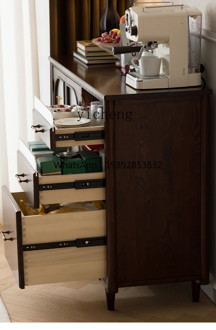 GZ  retro small apartment dining side living room tea cabinet locker solid wood side cabinet tea bar machine