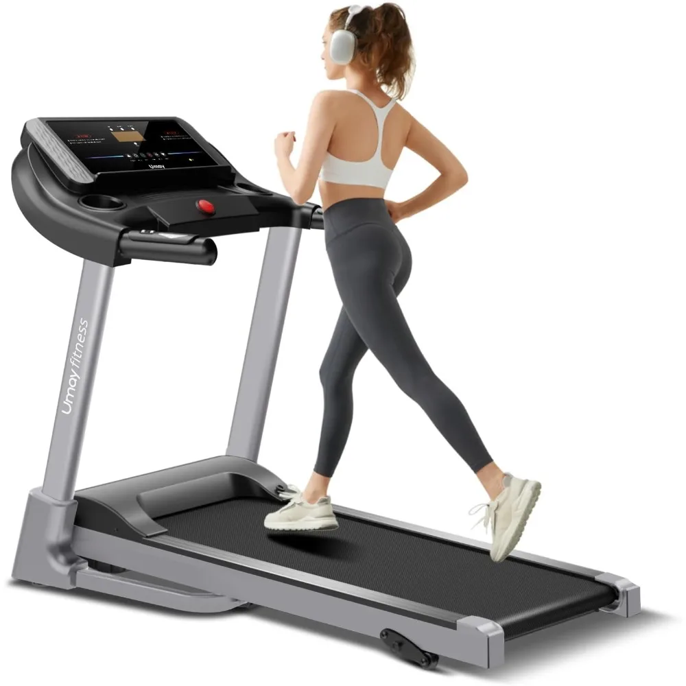 

UMAY Fitness Home Auto-Folding Incline Treadmill with Pulse Sensors, 3.0 HP Quiet Brushless, 8.7 MPH, 300 lbs Capacity