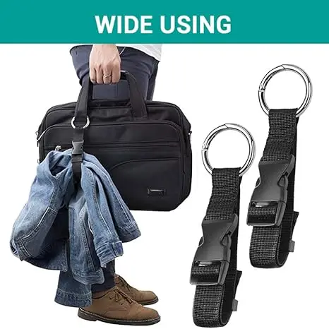 Portable Black Nylon Anti-theft Luggage Strap Holder Gripper Add Bag Handbag Clip Use To Carry Multitool Camping & Hiking Tool