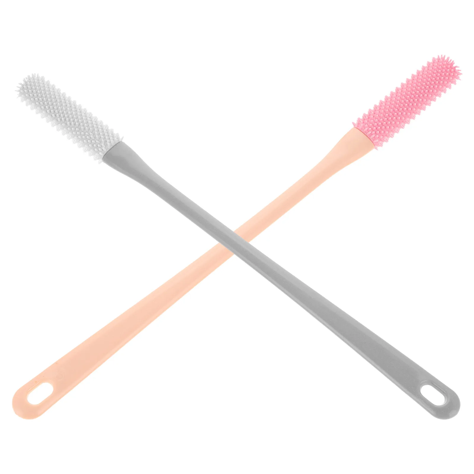 

2 Pcs Toe Cleaning Brush Long Handle Foot Scrubber Soft Bristles Shower Cleaner Silicone Nail File Tools Foot Care Women