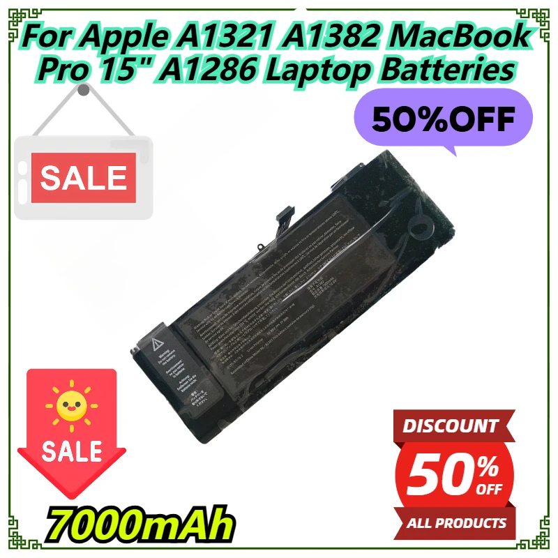 

7000mAh For Apple A1321 A1382 MacBook Pro 15" A1286 Laptop Batteries