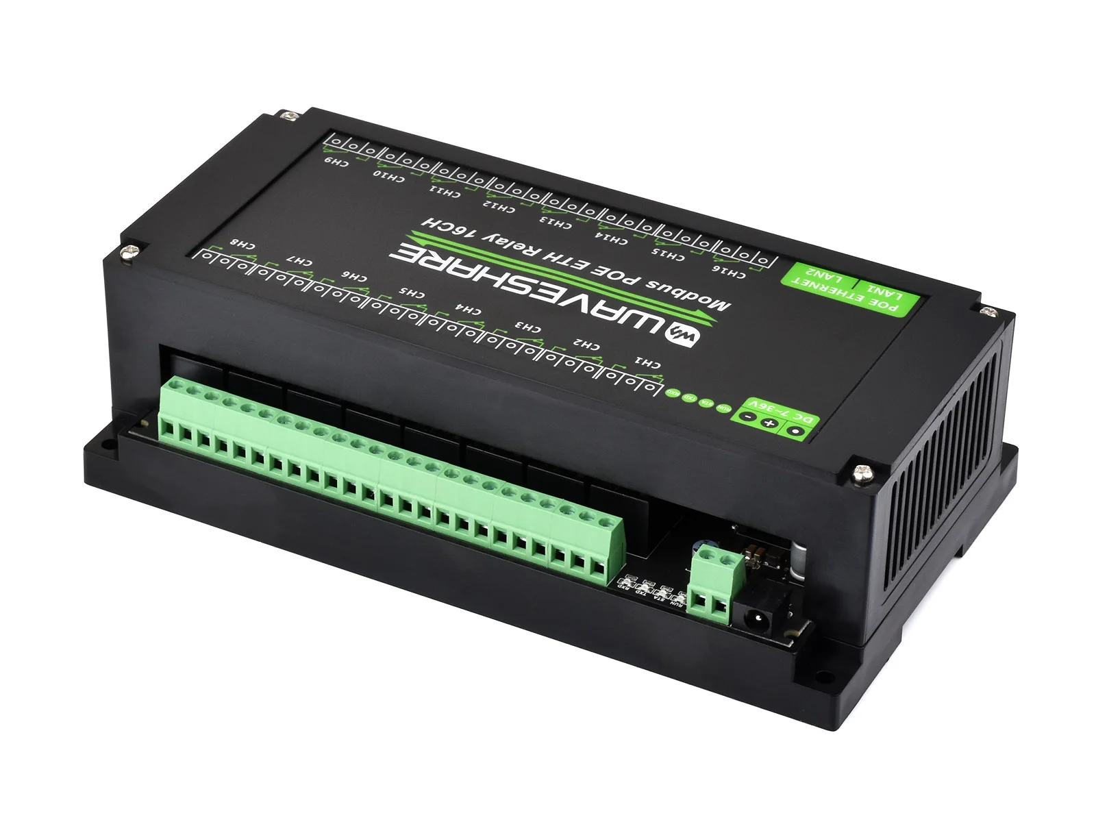 

16-Ch Ethernet Relay Module, Modbus RTU / Modbus TCP Protocol, Ethernet Port Communication, Supports PoE Power Supply