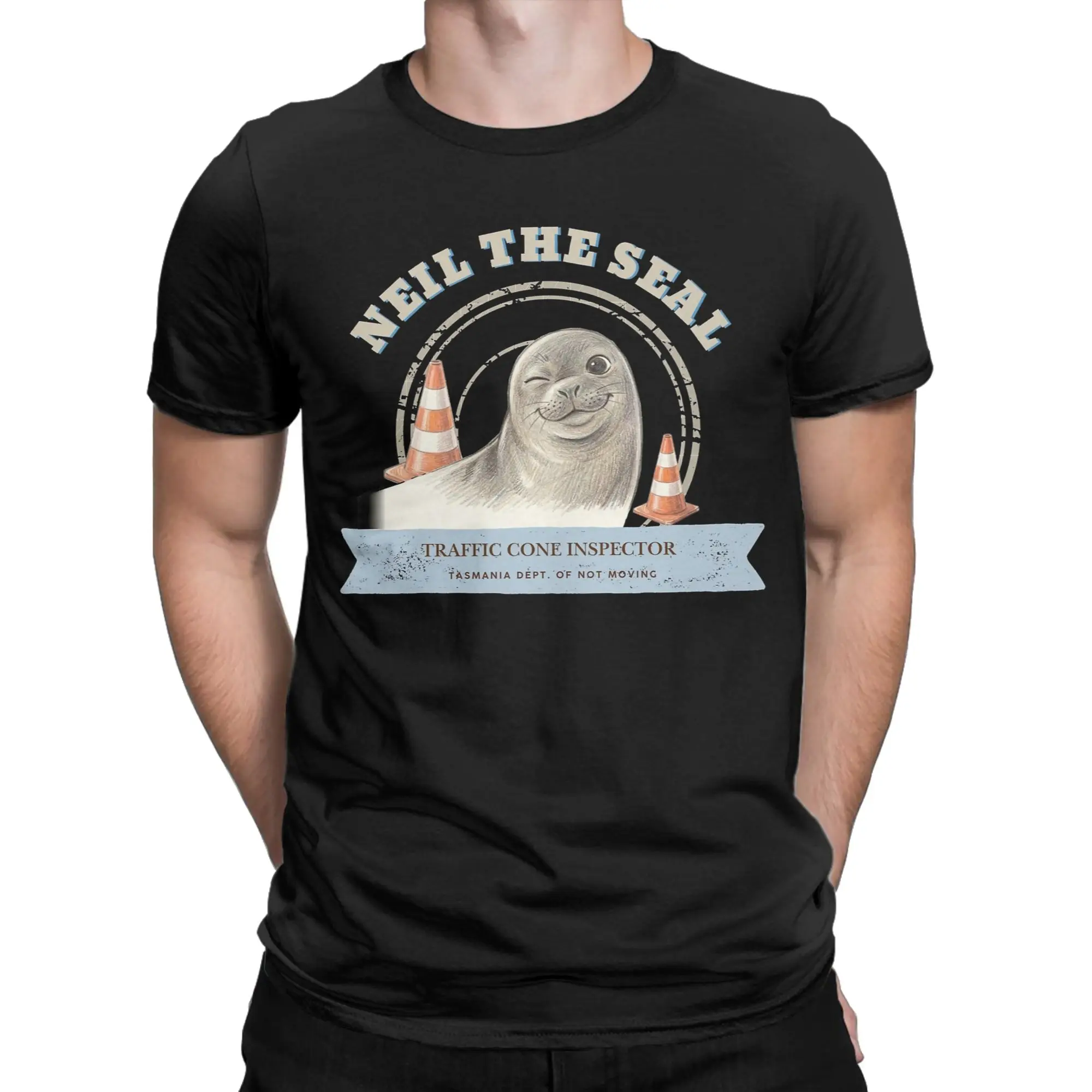 Men's T-Shirts  Neil the Seal Novelty Cotton Tees Short Sleeve  T Shirts Round Collar Tops Plus Size