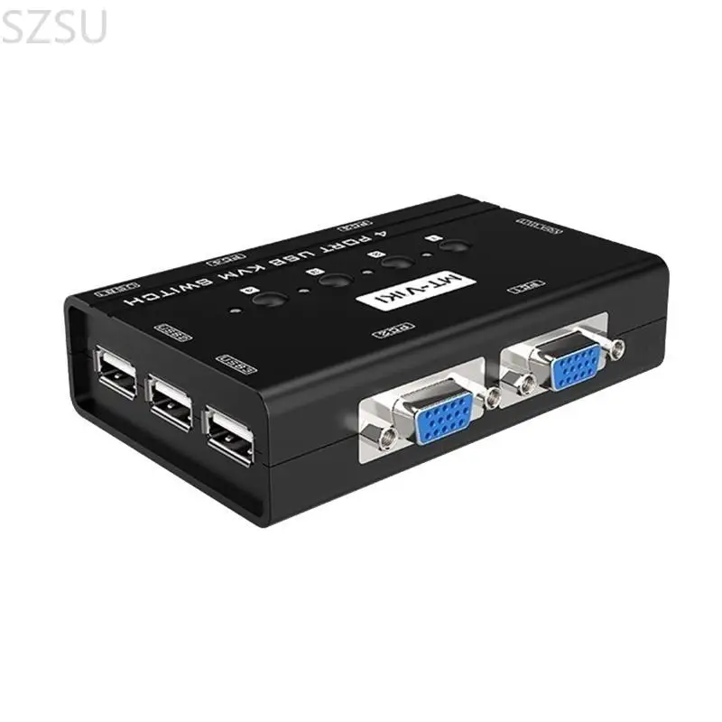 SZSU MT460KL 4 USB -порт KVM Переключатель 4 в 1 OUT KVM Box 4 Port VGA Adapter 1920x1440 10x6,5 см/3.94x2,56in
