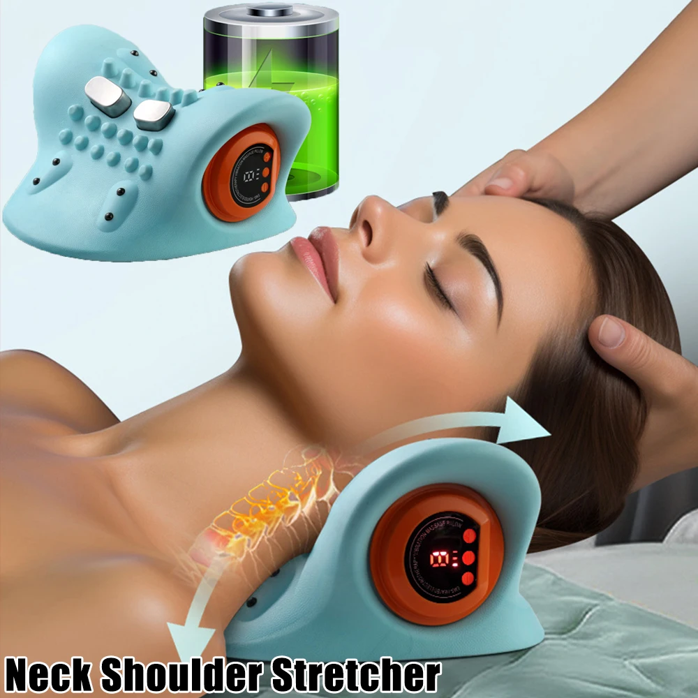 Neck Shoulder Stretcher Relaxer Cervical Chiropractic Traction Device Massage Pillow For Pain Relief Cervical Spine Alignment