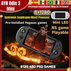 Ayn Odin 2 Mini Retro Handheld Game Console Video Player 6 Inch Touch Screen Android13 8G+128G Wifi Bluetooth HD PSP PS2 Gift