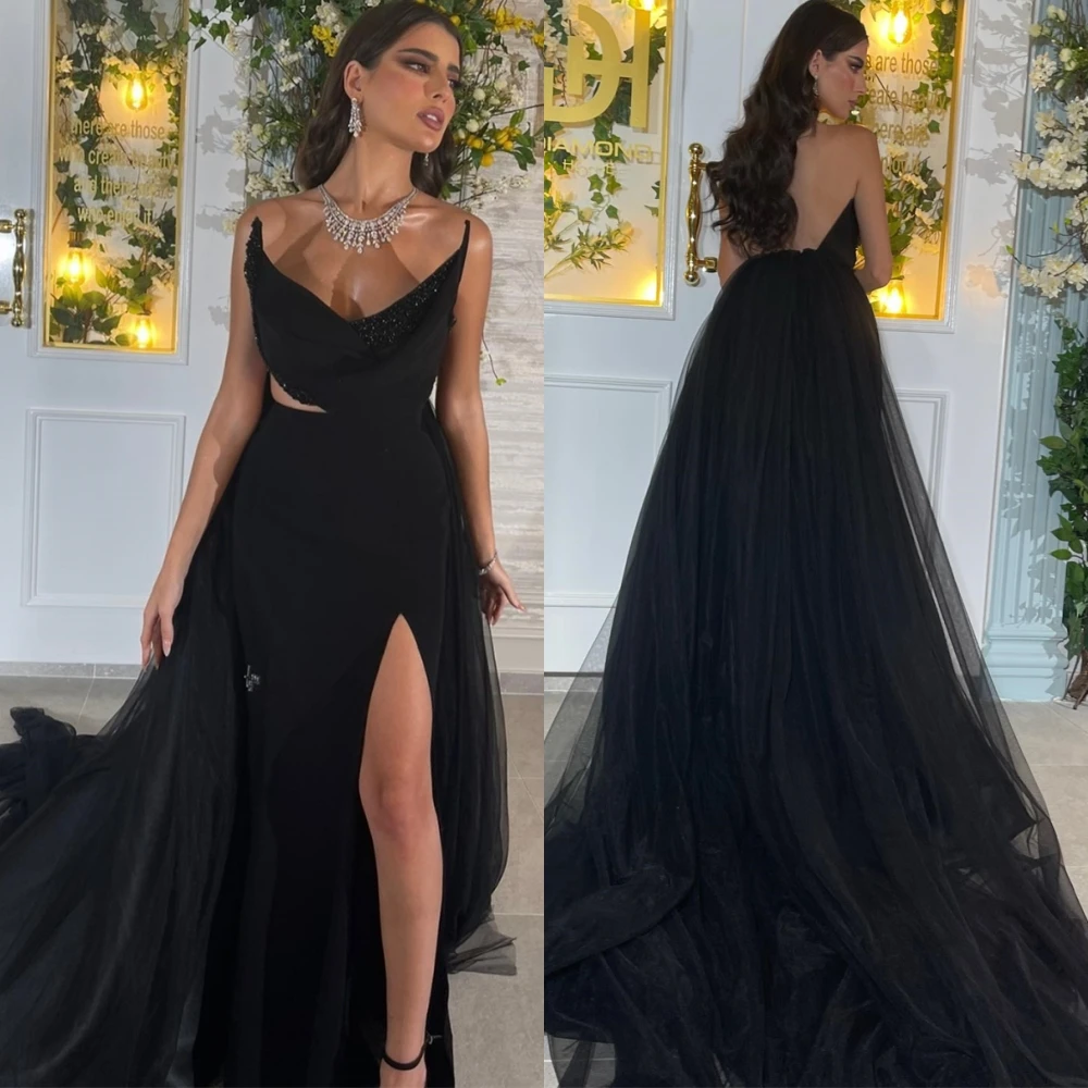 

Customized High Quality Strapless Evening Dress Classic Chapel Train Cocktail Dress Modern Sleeveless Special Occasion Gowns