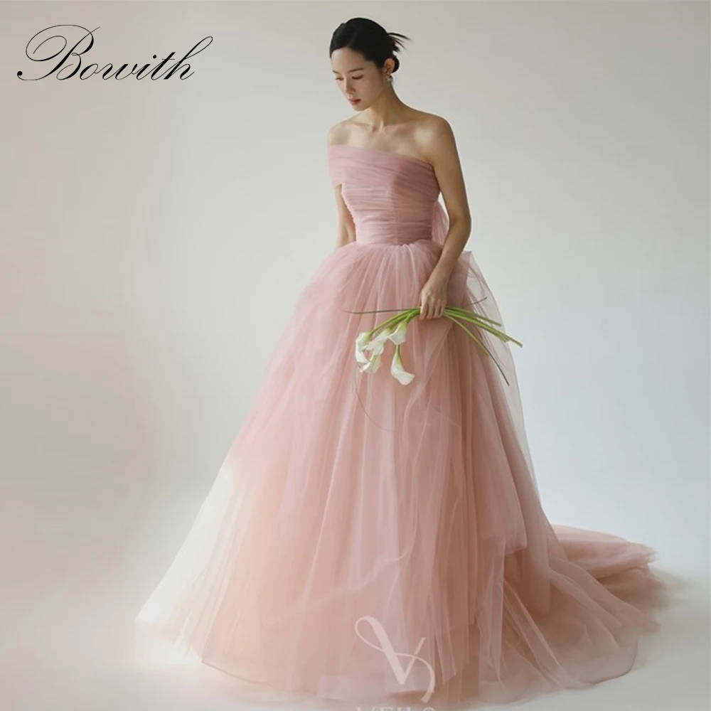

Bowith Pink Evening Dresses Princess Ball Gown One-Shoulder A-Line Wedding Snap Dresses Customized Bridal Party Gown 2025