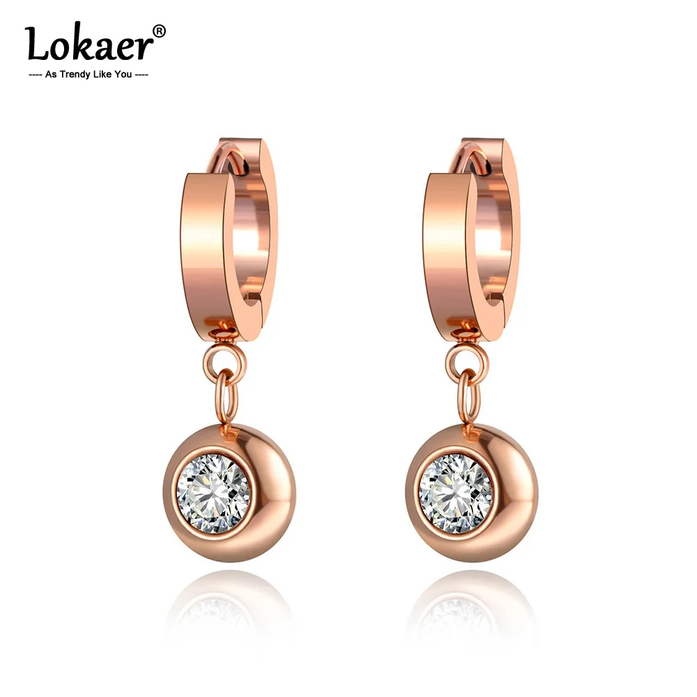 Lokaer Büro/Karriere Stil Titan Stahl runde cz Kristall Creolen trend ige Strass Ohrringe Schmuck für Frauen e20155