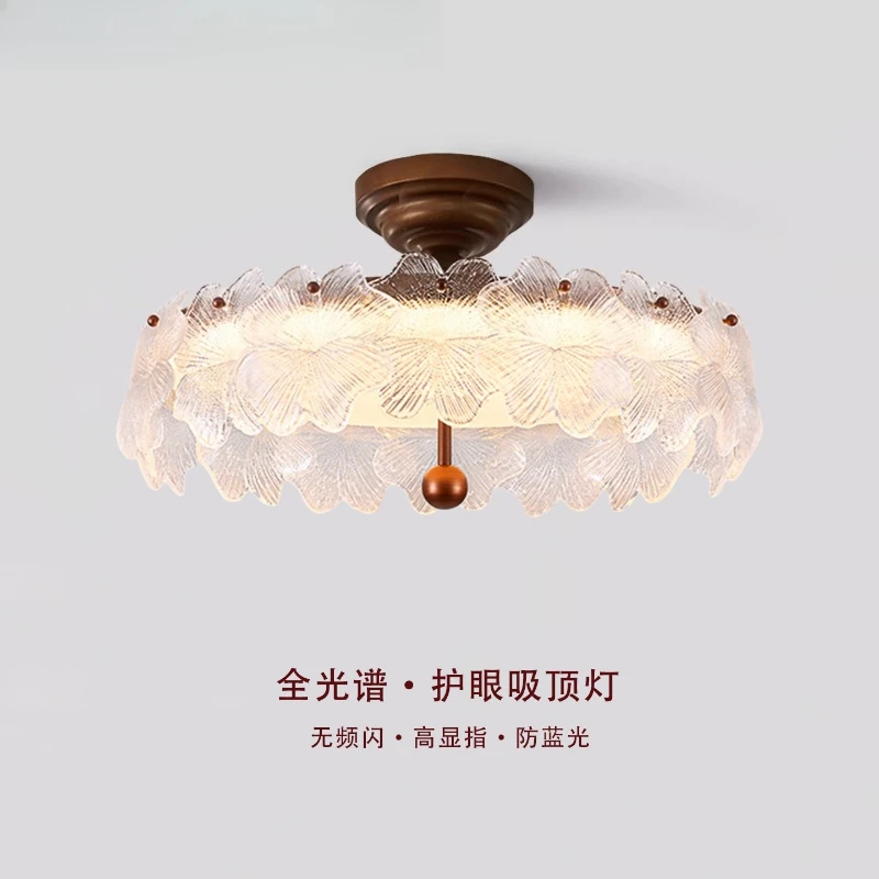 

French vintage bedroom lamp, light luxury high-end glass room lamp