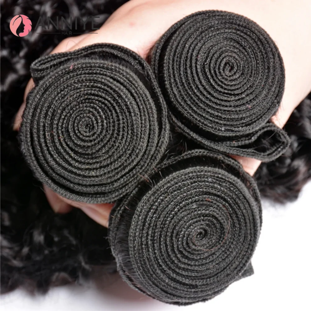 縮れ毛の人毛束、ナチュラルジェリーカール、レミーヘアウィーブ束、未処理人毛エクステ、1束、3束、4束、卸売価格