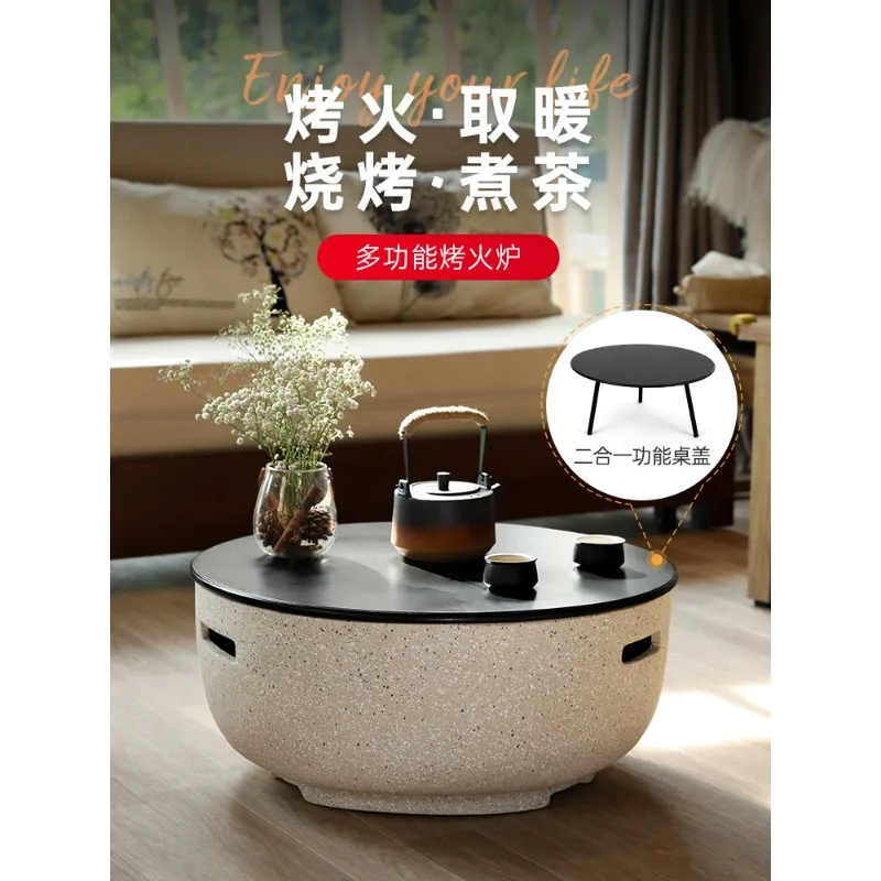 Courtyard stove for tea brewing and grill heating, charcoal barbecue rack, outdoor barbecue stove, home grill basin, indoor