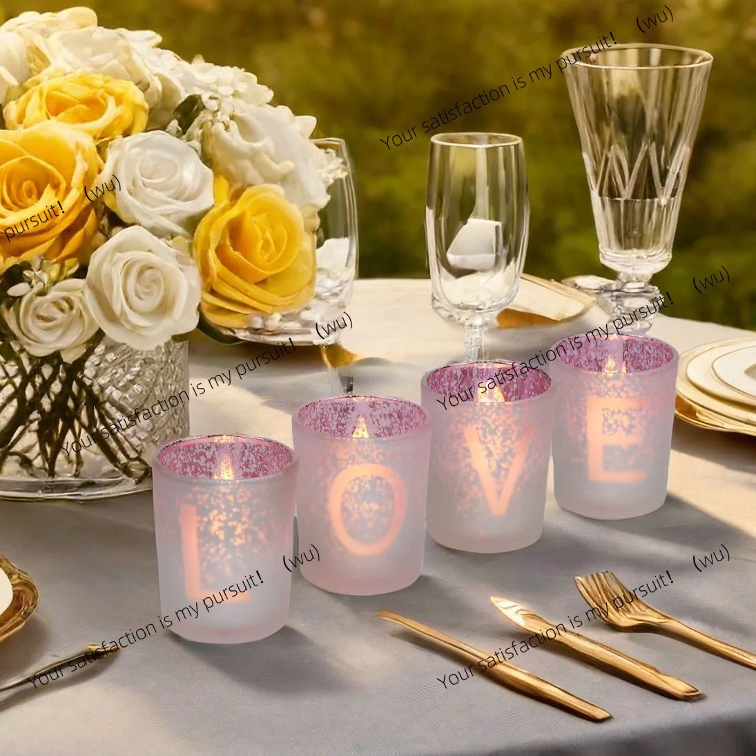 Valentine's Day atmosphere decoration LOVE letter candle cup romantic fragrance proposal candle cup wedding decoration
