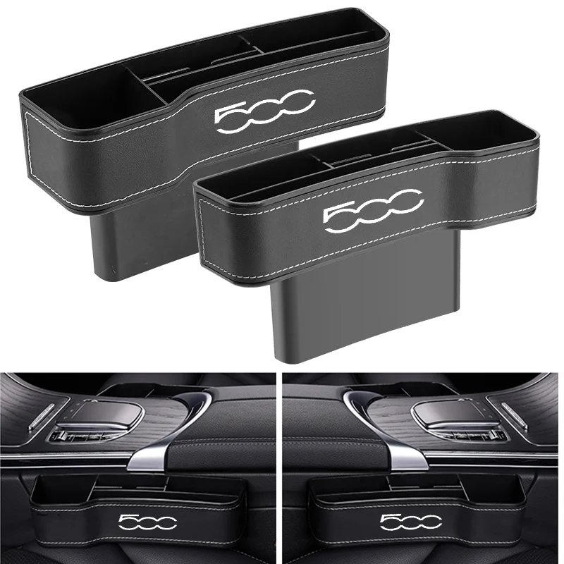 

Car Leather Seat Gap Storage Box Organizer With logo For Fiat 500 500X 500C 500 LTipo Grande Punto Car Accessories Organizer