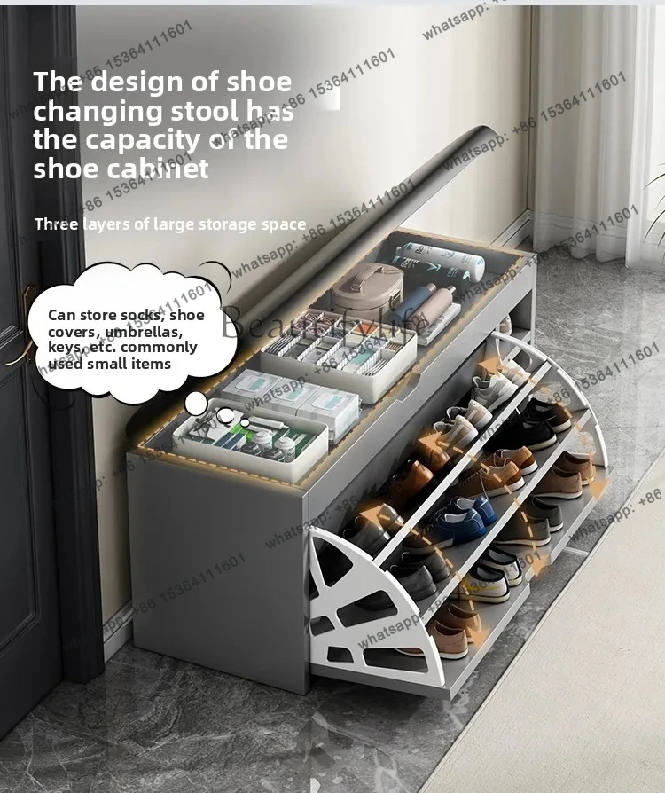 multi-layer entrance rental house, popular small narrow shoe change stool, simple dust-proof tipping bucket shoe cabinet