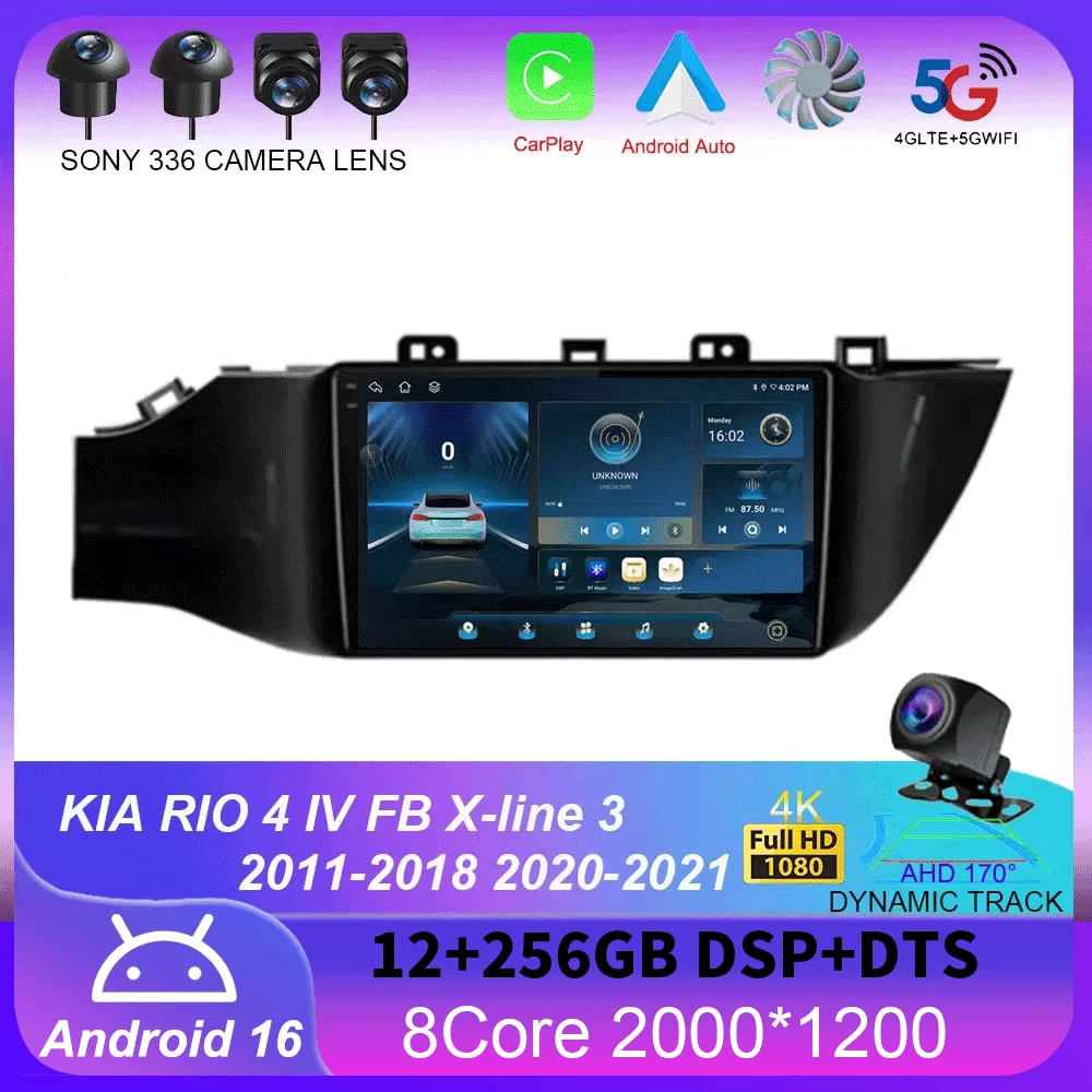 

Android 16 Car Radio For KIA RIO 4 IV FB X-line 3 2011- 2016 2017 2018 2020-2021 Multimedia Player GPS Navigation Stereo 2Din 4G