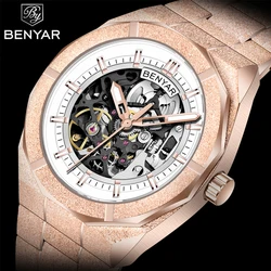 BENYAR 2025 BY-5212 Men's Watch 41mm Luminescent Dial Stainless Steel Automatic Mechanical Watch 30m Water Resistance