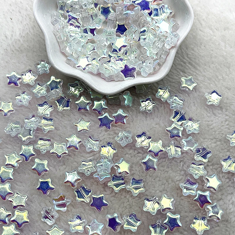 الخماسية نجمة ماتي الزجاج الخرز ، الملونة ، فاصل فضفاض ، صنع المجوهرات ، أساور اليدوية ، أقراط ، جديد ، 30 قطعة ، 8 مللي متر