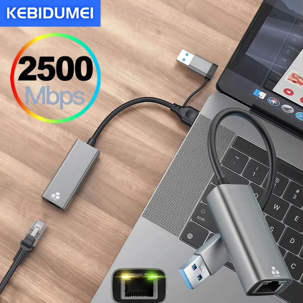 

2500 Мбит/с USB C Type-C Ethernet к RJ45 2.5G USB 3.0 Проводной адаптер-конвертер Lan Сетевой концентратор для Windows 7/8/10 MAC Для ПК Ноутбук